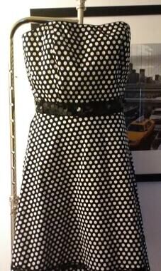 Spence Strapless Dress Blk/Wh Polka Dot E 010